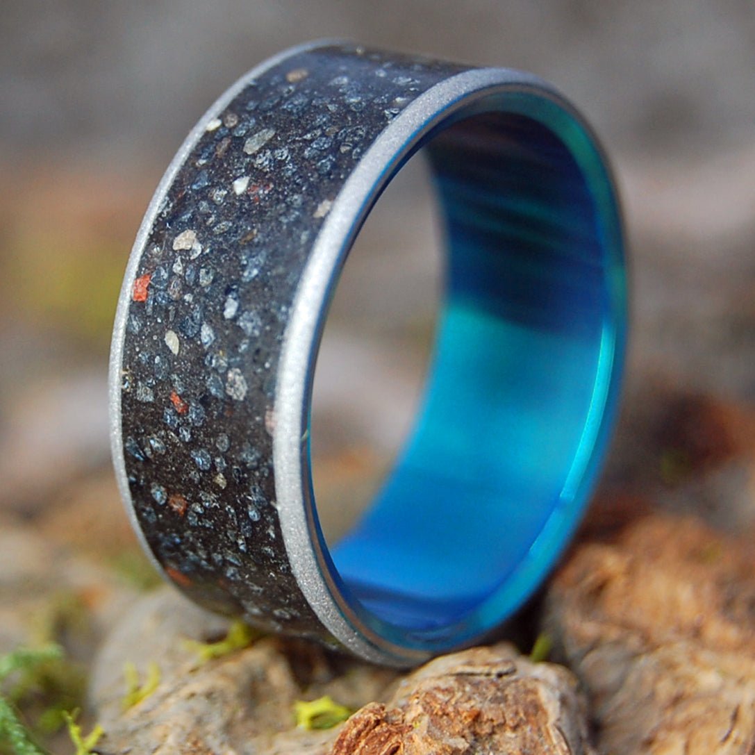ICELANDIC ERUPTION AURORA | Men's Icelandic Lava & Titanium Wedding Ring - Minter and Richter Designs