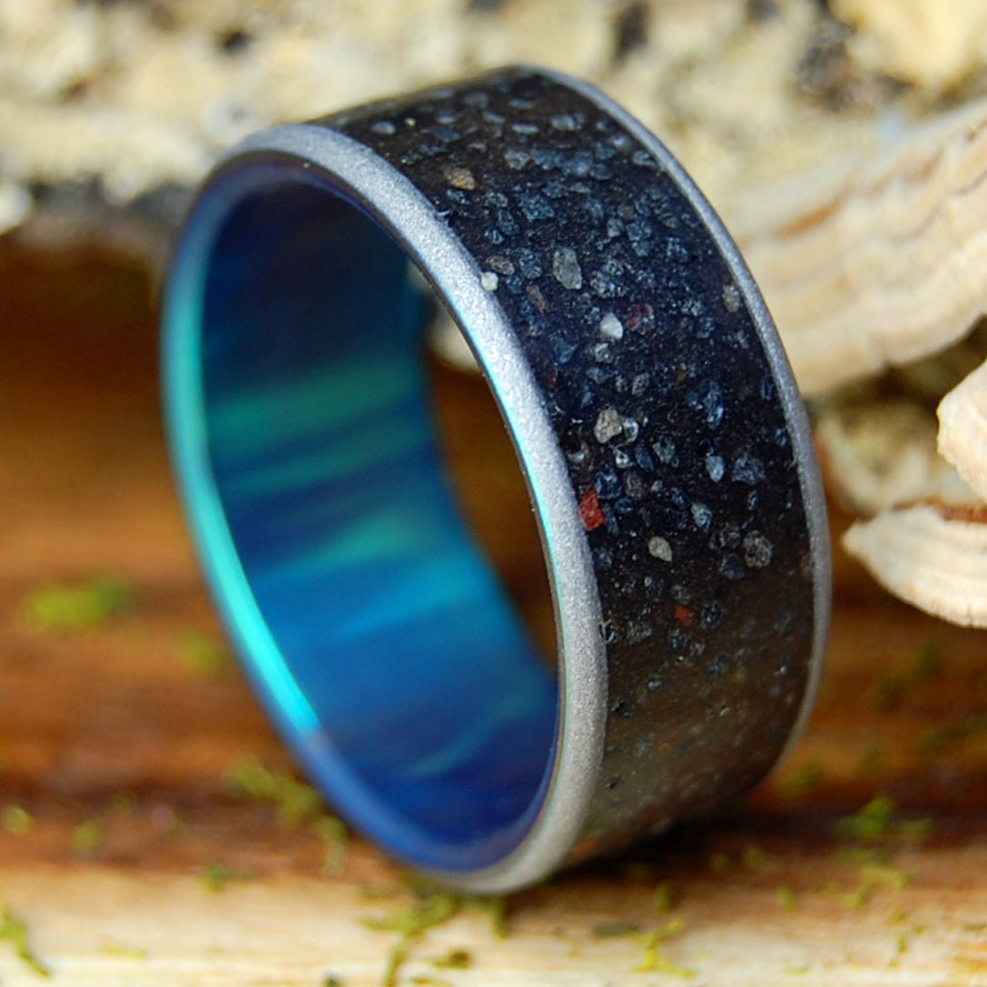 ICELANDIC ERUPTION AURORA | Men's Icelandic Lava & Titanium Wedding Ring - Minter and Richter Designs