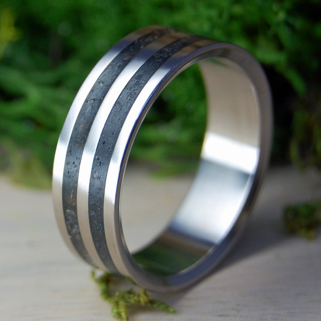 Icelandic Megalodon | Size 13.25 At 8mm | Shark Tooth and Icelandic Lava | Unique Wedding Band | On Sale - Minter and Richter Designs