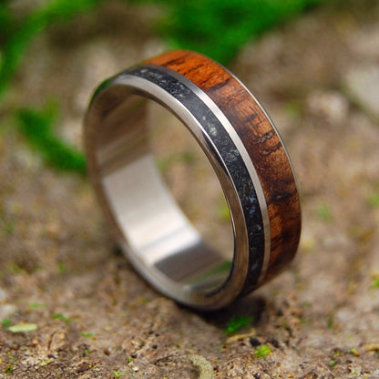 Icelandic Night I Beach Sand And Wood Wedding Rings | Men's Beach Sand, Wood & Titanium Wedding Ring - Minter and Richter Designs