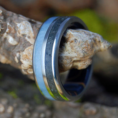 ICELANDIC SOLAR FLARE TI | Men's Gray Marbled Opalescent, Icelandic Lava & Titanium Wedding Ring - Minter and Richter Designs