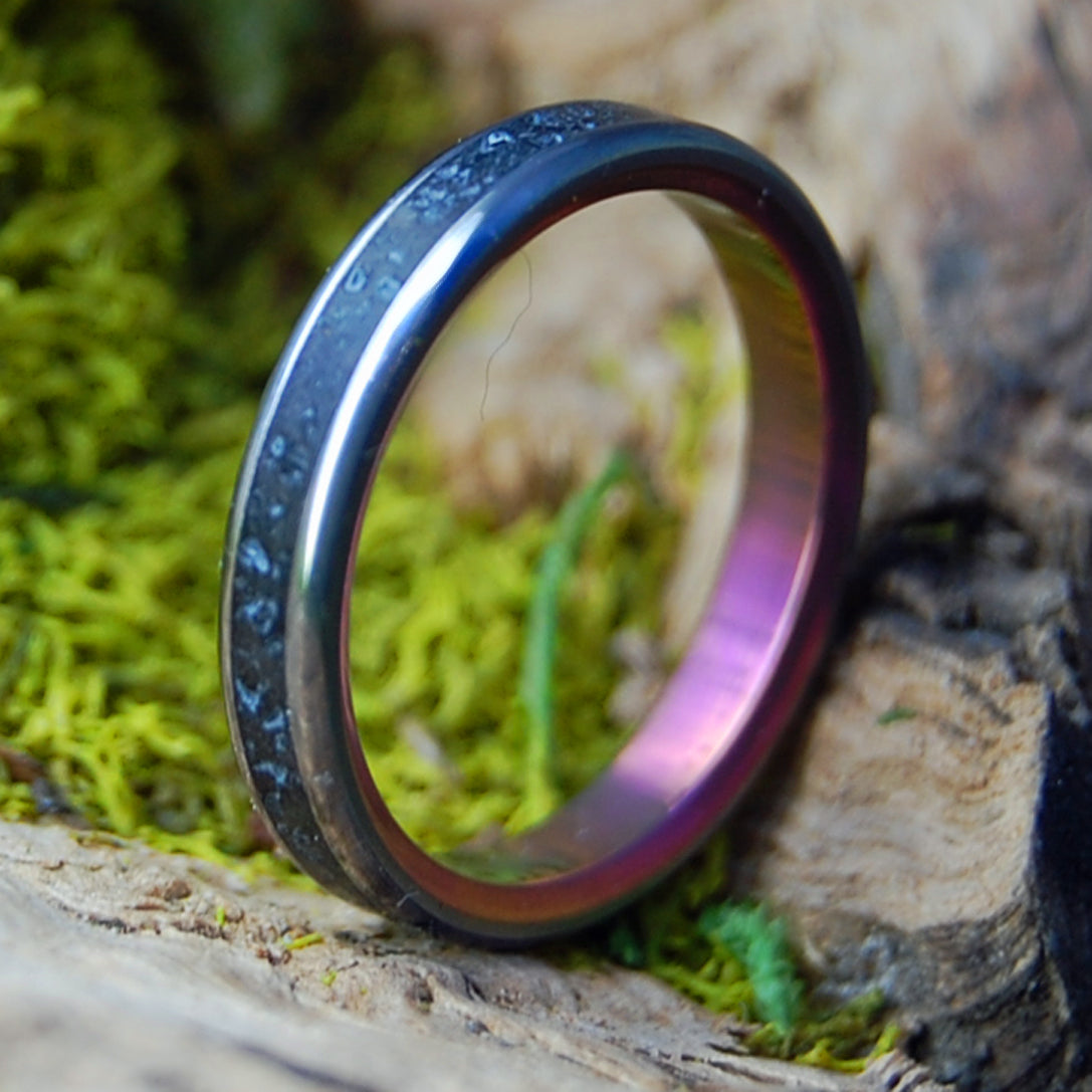 ICELANDIC LAVA PINK | Women's Lava, Beach Sand & Titanium Wedding Ring