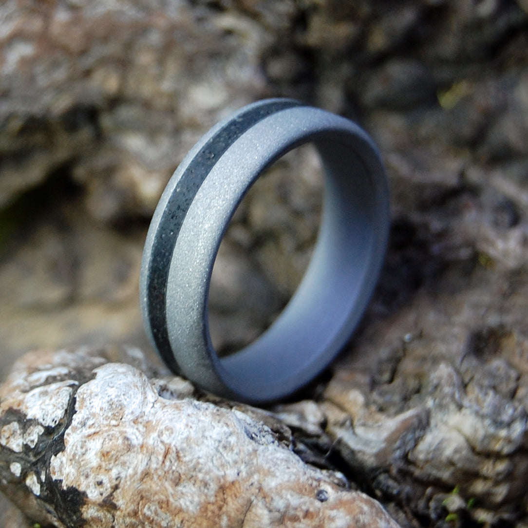 ICELANDIC LAVA OFFSET | Icelandic Lava - Titanium Wedding Ring - Minter and Richter Designs