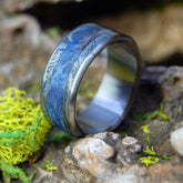 I DESIRE YOU | Blue Box Elder & Black Silver M3 Mokume Gane Titanium Wedding Rings - Minter and Richter Designs