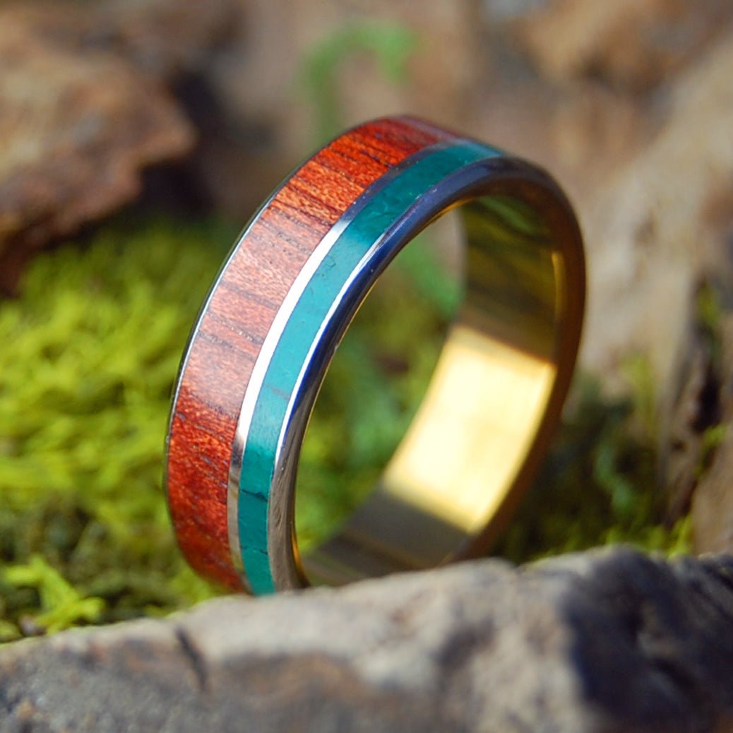 IMPERIAL BLOODWOOD BRONZE | Men's Bloodwood, Imperial Jade & Titanium Wedding Ring - Minter and Richter Designs