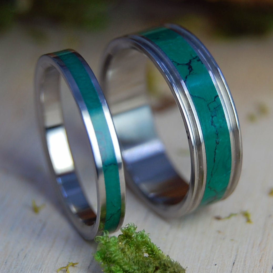 IMPERIAL CLEOPATRAS DESIRE | Jade Stone & Titanium - Unique Wedding Rings - Minter and Richter Designs