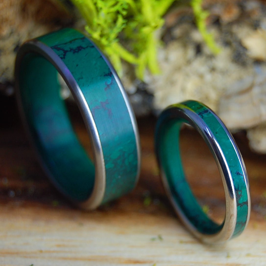 IMPERIAL GOD OF WOLVES SET | Titanium & Jade Wedding Bands - Minter and Richter Designs