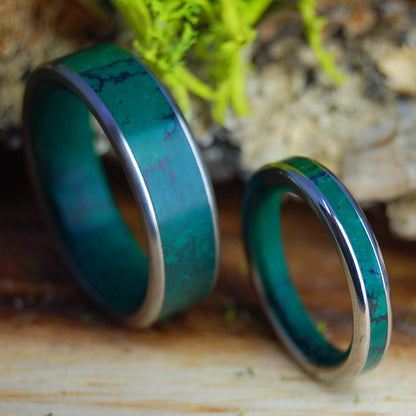 IMPERIAL GOD OF WOLVES SET | Titanium & Jade Wedding Bands - Minter and Richter Designs