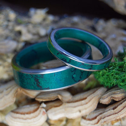IMPERIAL GOD OF WOLVES SET | Titanium & Jade Wedding Bands - Minter and Richter Designs