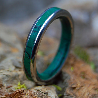 IMPERIAL GOD OF WOLVES SLIM | Women's Jade Stone & Titanium Wedding Ring - Minter and Richter Designs