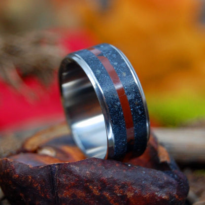 In The Shadows | Men's Icelandic Beach Sand, Black Jasper Stone & Titanium Wedding Ring - Minter and Richter Designs
