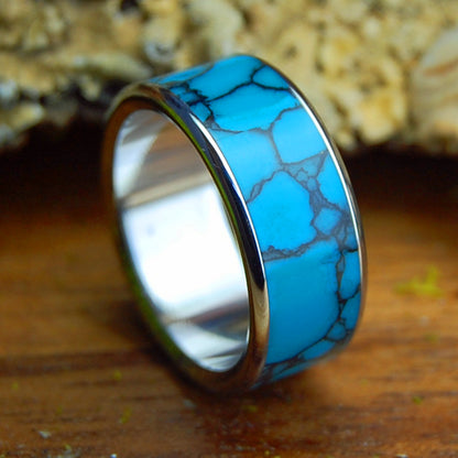 INOX TURQUOISE | Arizona Turquoise & Inox Steel Women's & Men's Wedding Ring