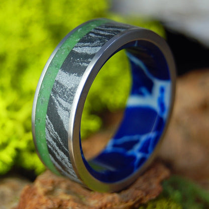 IRELAND OCEAN STORM COBALT | Men's Connemara Marble, M3, Cobalt Stone & Titanium Wedding Ring - Minter and Richter Designs