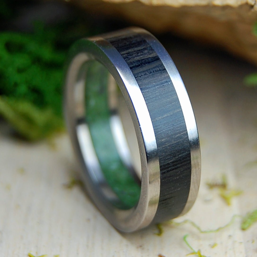 Irish Bog Connemara | Men's Connemara Marble, Irish Bog Oak & Titanium Wedding Ring - Minter and Richter Designs