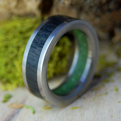 Irish Bog Connemara | Men's Connemara Marble, Irish Bog Oak & Titanium Wedding Ring - Minter and Richter Designs