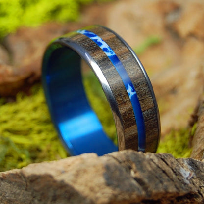 Irish Sea | Men's Irish Bog Oak, Cobalt Stone & Titanium Wedding Ring - Minter and Richter Designs