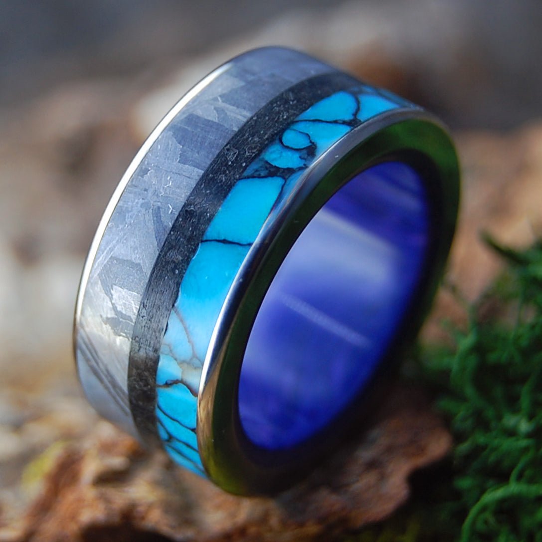 IT STARTS WITH METEORITE | Men's Icelandic Lava, Stone, Meteorite Titanium Wedding Ring - Minter and Richter Designs