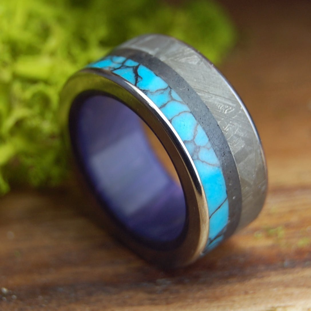IT STARTS WITH METEORITE | Men's Icelandic Lava, Stone, Meteorite Titanium Wedding Ring - Minter and Richter Designs