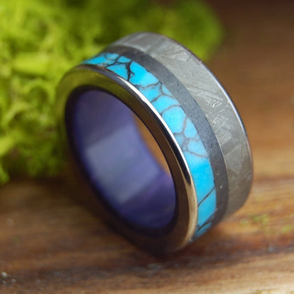 IT STARTS WITH METEORITE | Men's Icelandic Lava, Stone, Meteorite Titanium Wedding Ring - Minter and Richter Designs