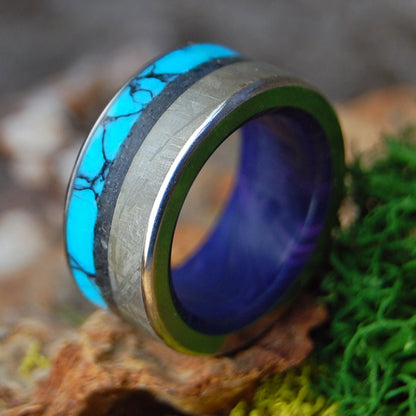 IT STARTS WITH METEORITE | Men's Icelandic Lava, Stone, Meteorite Titanium Wedding Ring - Minter and Richter Designs