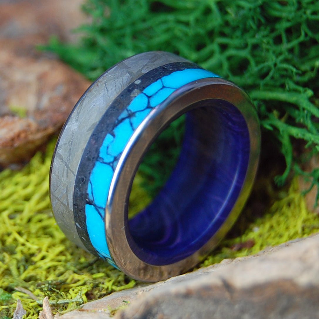 IT STARTS WITH METEORITE | Men's Icelandic Lava, Stone, Meteorite Titanium Wedding Ring - Minter and Richter Designs
