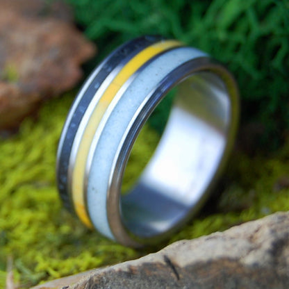 ITALIAN HONEY JASPER LAVA| Men's Honey Jasper, Italian Marble, Icelandic Lava & Titanium Wedding Ring - Minter and Richter Designs