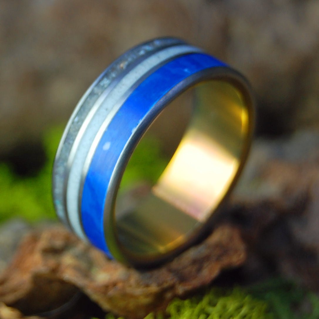 Italian Marble Blue Beach | Men's Beach Sand, Sodalite, Italian Marble & Titanium Wedding Ring - Minter and Richter Designs