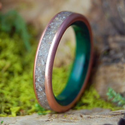 JADE COVE BIG SUR CA | Men's Jade, Beach Sand, Copper & Titanium Wedding Ring - Minter and Richter Designs