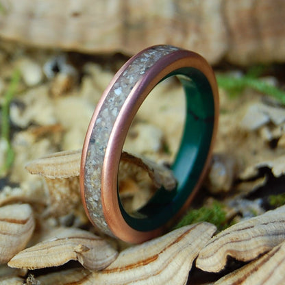 JADE COVE BIG SUR CA | Men's Jade, Beach Sand, Copper & Titanium Wedding Ring - Minter and Richter Designs