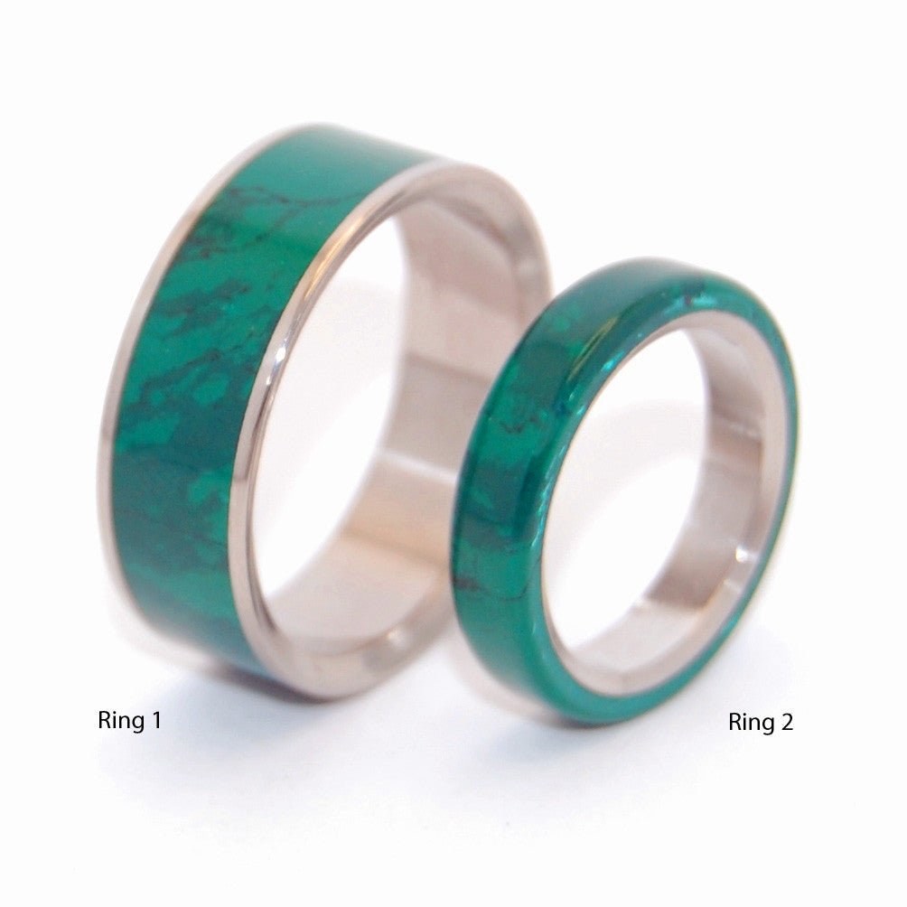 Jade Set | Jade Stone & Titanium Wedding Ring Set - Minter and Richter Designs