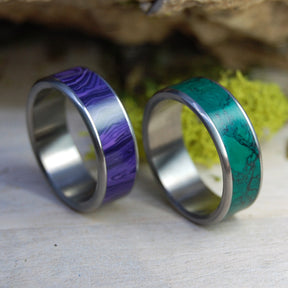 JADE CHAROITE WEDDING SET | Charoite and Jade - Engagement Wedding Ring Set - Minter and Richter Designs