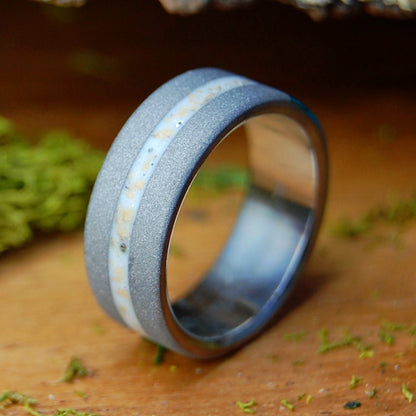 JERUSALEM COBBLESTONE I | Men's Brick & Titanium Wedding Ring - Minter and Richter Designs