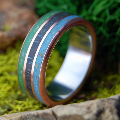 KANSAS CITY ROYALS TAKE IRELAND | Men's Pitcher Mound Dirt, Irish Bog Oak, Connemara Marble & Titanium Wedding Ring - Minter and Richter Designs