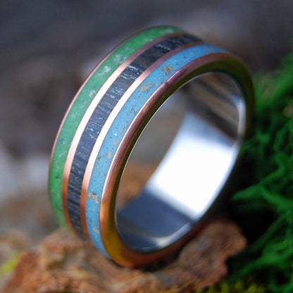 KANSAS CITY ROYALS TAKE IRELAND | Men's Pitcher Mound Dirt, Irish Bog Oak, Connemara Marble & Titanium Wedding Ring - Minter and Richter Designs