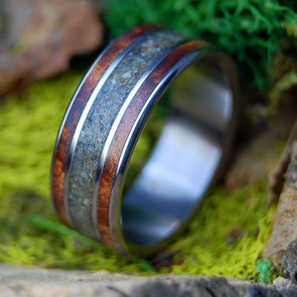 KEHOE BEACH REDWOOD | Men's Kehoe Beach Sand, CA Redwood & Titanium Wedding Ring - Minter and Richter Designs