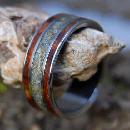 KEHOE BEACH REDWOOD | Men's Kehoe Beach Sand, CA Redwood & Titanium Wedding Ring - Minter and Richter Designs