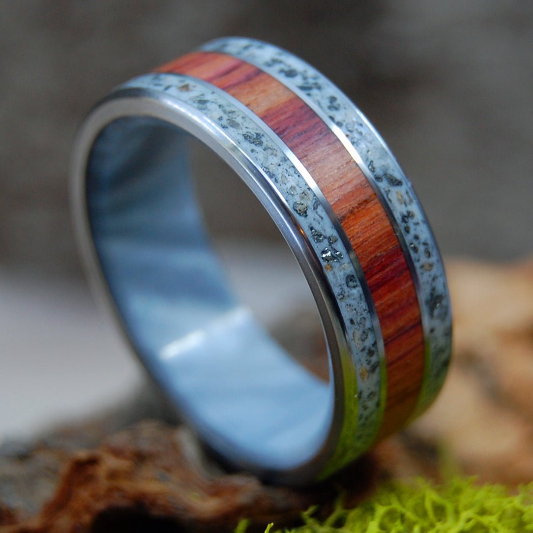 Key West Tulip | Men's Beach Sand, Tulip Wood, Resin & Titanium Wedding Ring - Minter and Richter Designs
