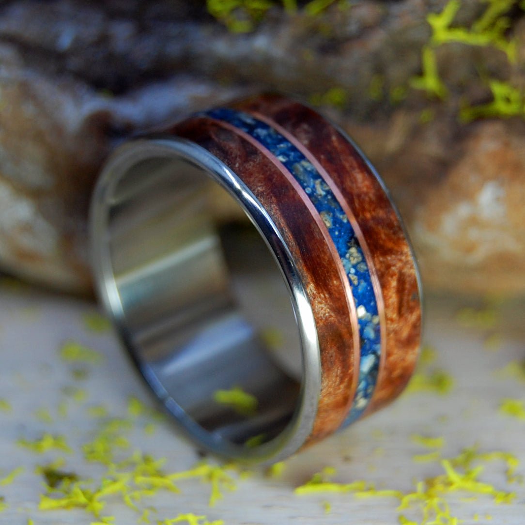 King Louie | Men's Redwood, Beach Sand, Sea Shells & Titanium Wedding Ring - Minter and Richter Designs