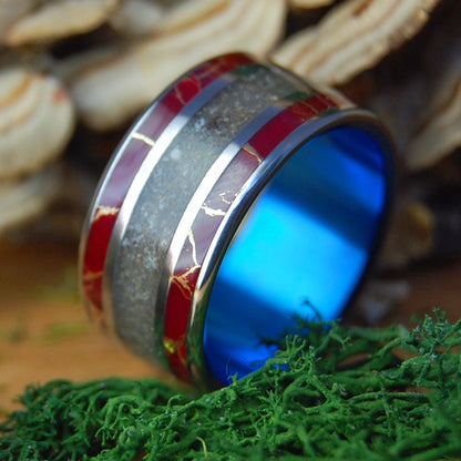 KINNERET BLUE | Jaser Stone & Crushed Israel Stone/Sand & Titanium Wedding Ring - Minter and Richter Designs