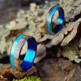 KOA TURQUOISE BLUE | Hawaiian Koa Wood & Titanium - Wedding Rings Set - Minter and Richter Designs