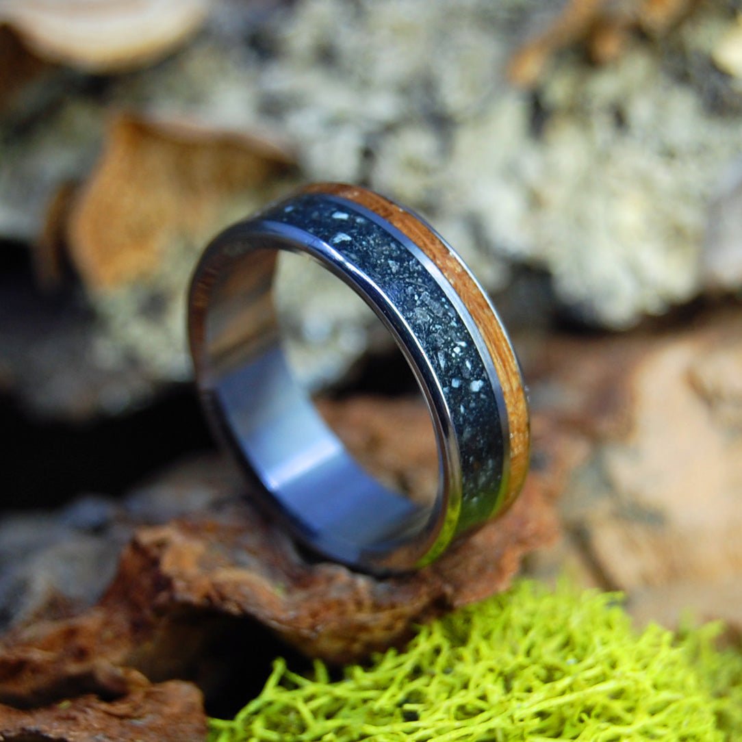Lake Champlain Lucky Rocks | Men's Lake Champlain Beach Rocks, Whiskey Barrel & Titanium Wedding Ring - Minter and Richter Designs