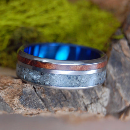Lake Tahoe Redwood | Men's Redwood, Beach Sand & Titanium Wedding Ring - Minter and Richter Designs