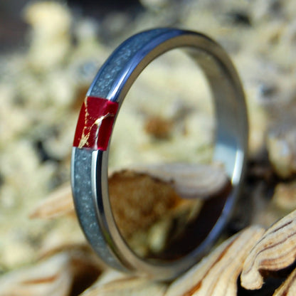 LAKE TAHOE RED | Women's Lake Tahoe Beach Sand, Jasper Stone & Titanium Wedding Ring