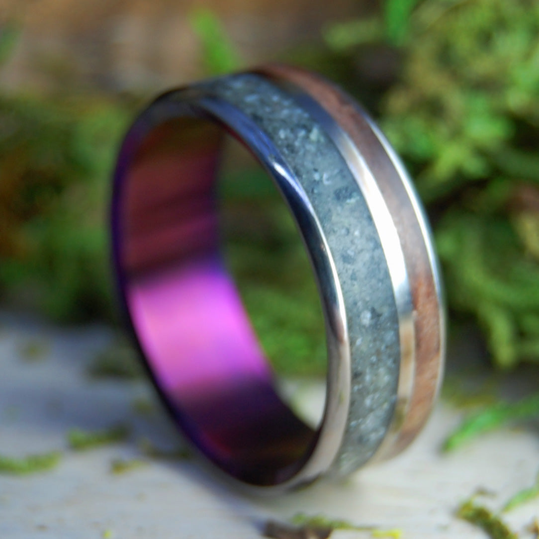 Black Wedding Band Purple Aluminum Ring Men Anniversary Gift Size 5 to 14  Comfort Fit Engagement Promise Ring Personal Engraving