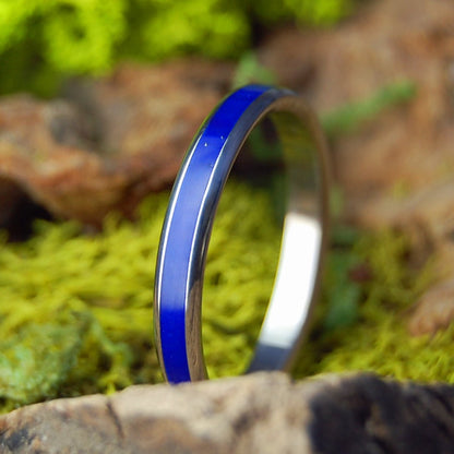 Lapis Love Ring | Men's Lapis Lazuli Stone & Titanium Wedding Ring - Minter and Richter Designs