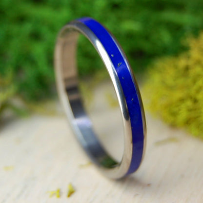 Lapis Love Ring | Men's Lapis Lazuli Stone & Titanium Wedding Ring - Minter and Richter Designs