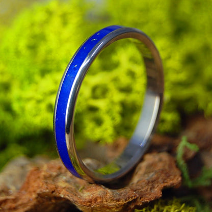 Lapis Love Ring | Men's Lapis Lazuli Stone & Titanium Wedding Ring - Minter and Richter Designs