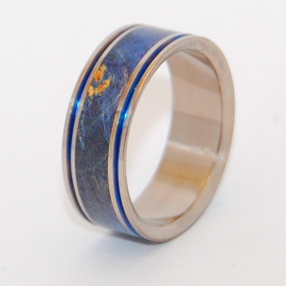 Laugh | Men's Blue Box Elder Wood & Anodized Titanium Wedding Ring - Minter and Richter Designs