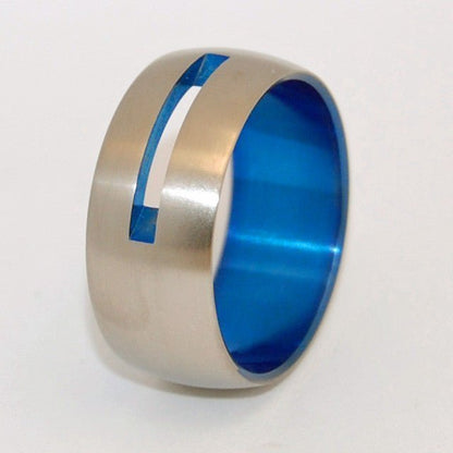 Let Love Shine Through | Men's Blue Anodized & Titanium Wedding Ring - Minter and Richter Designs