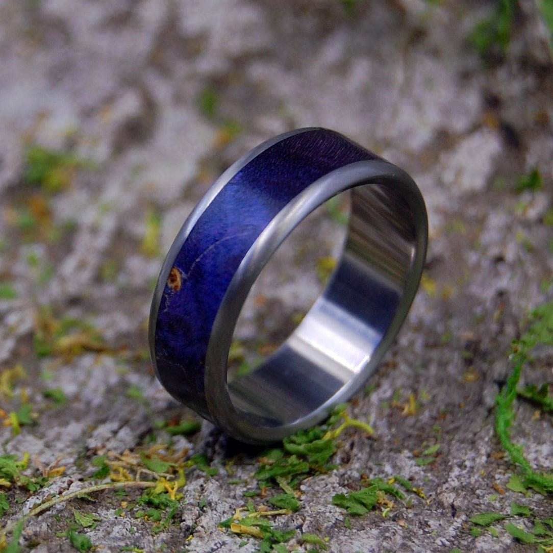 Linger In The Hills | Men's Blue Box Elder Wood & Titanium Wedding Ring - Minter and Richter Designs